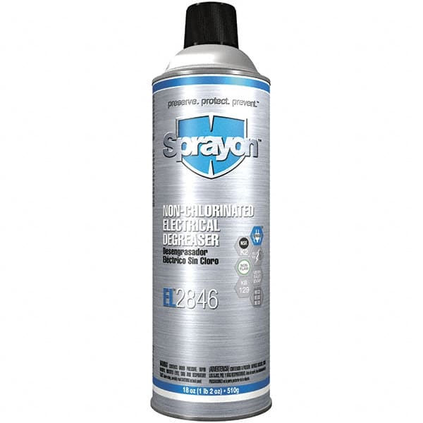 Sprayon - 18 Ounce Aerosol Electrical Grade Cleaner/Degreaser - 15,000 Volt Dielectric Strength, Nonflammable, Food Grade, Plastic Safe - Exact Tooling