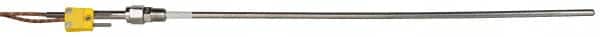 Thermo Electric - 0 to 2012°F, K Pipe Fitting, Thermocouple Probe - 6 Ft. Cable Length, Mini Connector, 9 Sec Response Time - Exact Tooling