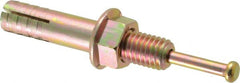 Wej-It - 1/2" Diam, 1/2" Drill, 2-3/4" OAL, 1-3/4" Min Embedment Hammer Drive Concrete Anchor - Grade 5 Iron (Pin)/Steel (Body), Zinc Yellow Dichromate Finish, Hex Nut Head, Hex Drive - Exact Tooling