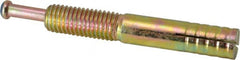 Wej-It - 5/8" Diam, 5/8" Drill, 4" OAL, 3-1/2" Min Embedment Hammer Drive Concrete Anchor - Grade 5 Iron (Pin)/Steel (Body), Zinc Yellow Dichromate Finish, Hex Nut Head, Hex Drive - Exact Tooling