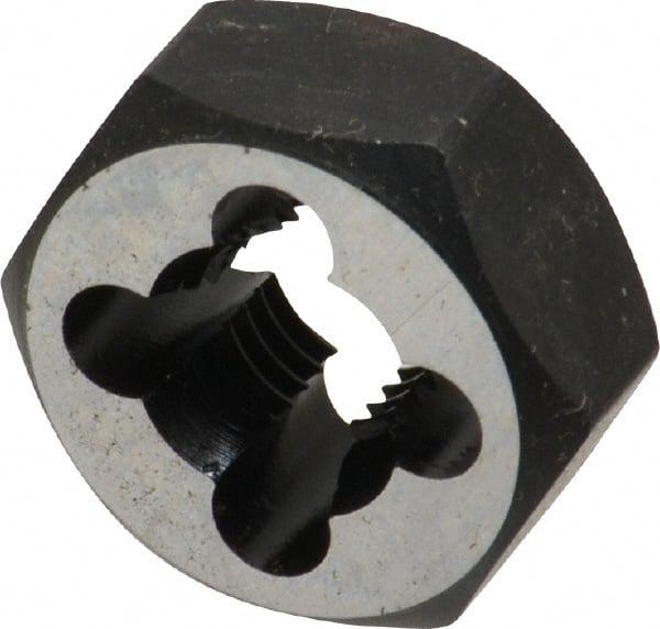 Cle-Line - 5/16-24 UNF Thread, 11/16" Hex, Hex Rethreading Die - Carbon Steel, 5/16" Thick, Series 0650 - Exact Tooling