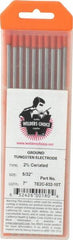 Welding Material - EWCE2 Tungsten Electrode - 5/32" Diam x 7" Long - Exact Tooling