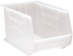 Quantum Storage - 75 Lb. Load Capacity, 18" Deep, Clear Polypropylene Hopper Stacking Bin - 10" High x 11" Wide x 18" Long - Exact Tooling