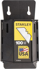 Stanley - 100 Piece Carbon Steel Utility Knife Blade - 2" OAL, 0.017" Blade Thickness - Exact Tooling