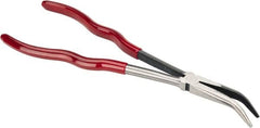 Proto - 11-3/8" OAL, 2-9/16" Jaw Length x 23/32" Jaw Width, Long Nose Bent Nose Pliers - Smooth Jaw, Plastisol Handles - Exact Tooling
