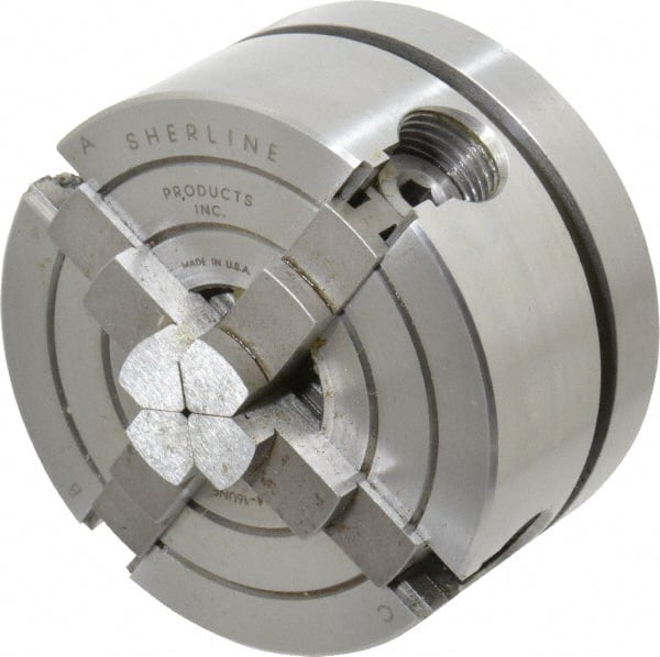 Sherline - 4 Jaws, 2.5" Diam, Independent Manual Lathe Chuck - 3/4-16" Spindle Mount - Exact Tooling