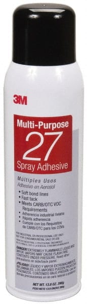 3M - 20 oz Aerosol Clear Spray Adhesive - High Tack, 140°F Heat Resistance, 78 Sq Ft Coverage, Low Strength Bond, 10 min Max Bonding Time, Flammable, Series 27 - Exact Tooling