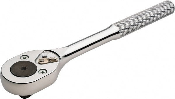 Proto - 1/2" Drive Pear Head Ratchet - Chrome Finish, 10" OAL, 24 Gear Teeth, Standard Knurled Handle, Standard Head - Exact Tooling