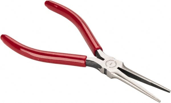 Proto - 6-5/32" OAL, 2-5/32" Jaw Length x 1/2" Jaw Width, Long Nose Needle Nose Pliers - Serrated Jaw, Long Extra Thin Head, Plastisol Handles - Exact Tooling