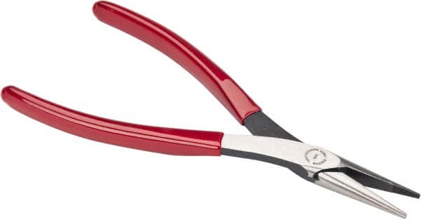 Proto - 7-25/32" OAL, 1-9/16" Jaw Length x 17/32" Jaw Width, Long Nose Needle Nose Pliers - Serrated Jaw, Plastisol Handles - Exact Tooling