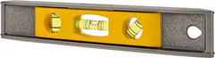 Stanley - Magnetic 9" Long 3 Vial Torpedo Level - Aluminum, Silver/Yellow, 1 45°, 1 Level & 1 Plumb Vials - Exact Tooling