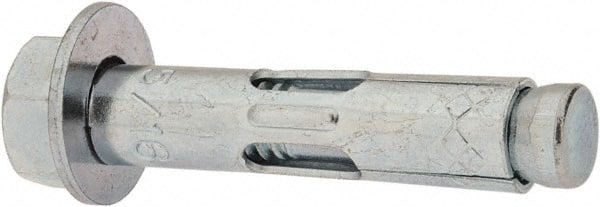 Red Head - 5/16" Diam, 5/16" Drill, 1-1/2" OAL, 2-3/4" Min Embedment Sleeve Concrete Anchor - Steel, Zinc-Plated Finish, Hex Nut Head, Hex Drive - Exact Tooling