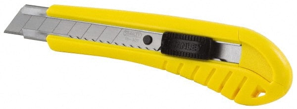 Stanley - Snap Utility Knife - 4.33" Blade, Yellow Handle, 1 Blade Included - Exact Tooling