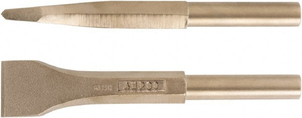 Ampco - 1-3/4" Head Width, 8" OAL, 3/4" Shank Diam, Scaling Chisel - Round Drive, Round Shank - Exact Tooling