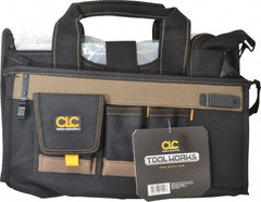 CLC - 15 Pocket Black & Brown Polyester Tool Bag - 16" Wide x 9" Deep x 9" High - Exact Tooling
