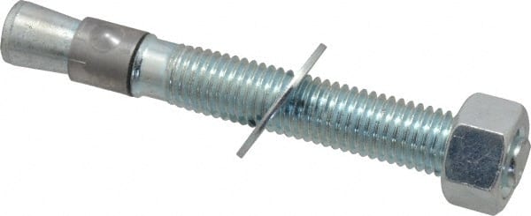 Red Head - 5/8" Diam, 5/8-11, 5" OAL, Grade 3, Wedge Expansion Concrete Anchor - Steel, Zinc Plated, 3-1/4" Thread Length, Tie Wire Head, 5/8" Drill - Exact Tooling