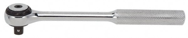 Proto - 3/8" Drive Round Head Standard Ratchet - Chrome Finish, 7-3/8" OAL, 72 Gear Teeth, Standard Knurled Handle, Standard Head - Exact Tooling