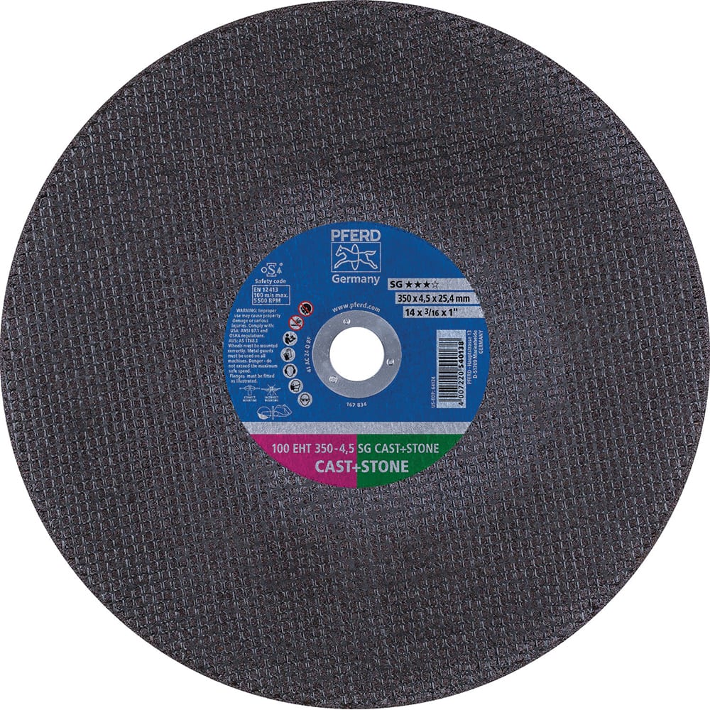 PFERD - Cutoff Wheels; Tool Compatibility: Angle Grinder ; Wheel Diameter (Inch): 14 ; Wheel Thickness (Inch): 3/16 ; Abrasive Material: Aluminum Oxide/Silicon Carbide ; Maximum RPM: 5500.000 ; Grit: 24 - Exact Tooling