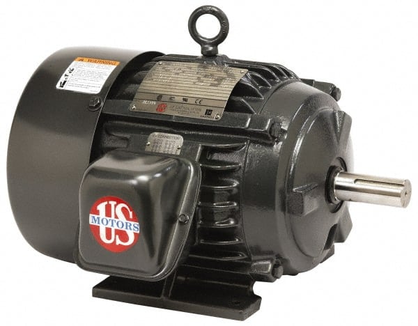 US Motors - 7-1/2 hp, TEFC Enclosure, No Thermal Protection, 1,765 RPM, 575 Volt, 60 Hz, Three Phase Premium Efficient Motor - Size 213 Frame, Rigid Mount, 1 Speed, Ball Bearings, 7.5 Full Load Amps, F Class Insulation, Reversible - Exact Tooling