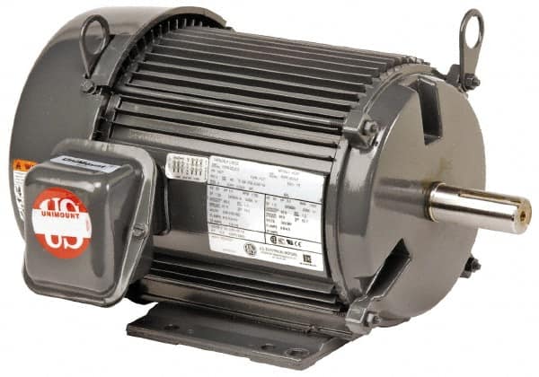 US Motors - 7-1/2 hp, TEFC Enclosure, No Thermal Protection, 1,780 RPM, 460 Volt, 60 Hz, Three Phase Premium Efficient Motor - Size 254 Frame, Rigid Mount, 2 Speed, Ball Bearings, 10.1 Full Load Amps, F Class Insulation, Reversible - Exact Tooling