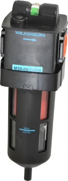 Wilkerson - 3/4" Port Coalescing Filter - Polycarbonate Bowl, Automatic Drain, 150 Max psi, 0.01 Micron Rating, 9-1/4" Long x 2.9" Wide x 9-1/4" High - Exact Tooling