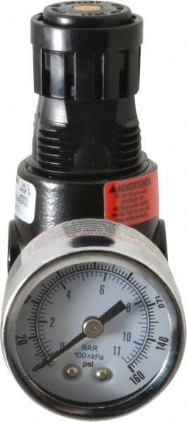 Wilkerson - 1/8 NPT Port, 13 CFM, Zinc Miniature Regulator - 2 to 125 psi Range, 300 Max psi Supply Pressure, 1/8" Gauge Port Thread, 1.65" Wide x 2.88" High - Exact Tooling