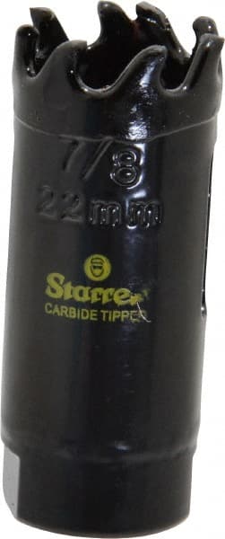 Starrett - 7/8" Diam, 1-5/8" Cutting Depth, Hole Saw - Carbide-Tipped Saw, Toothed Edge - Exact Tooling