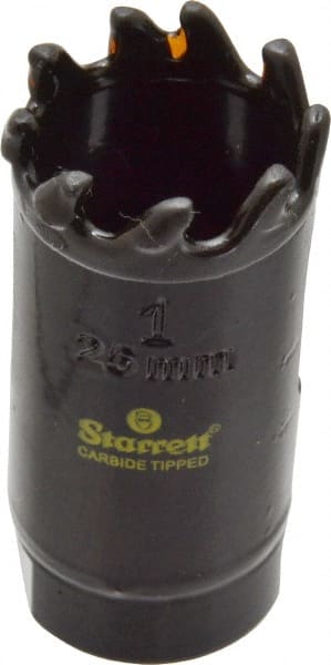 Starrett - 1" Diam, 1-5/8" Cutting Depth, Hole Saw - Carbide-Tipped Saw, Toothed Edge - Exact Tooling