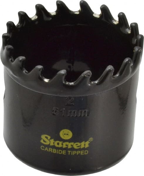 Starrett - 2" Diam, 1-5/8" Cutting Depth, Hole Saw - Carbide-Tipped Saw, Toothed Edge - Exact Tooling