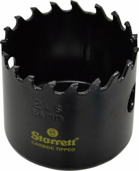 Starrett - 2-1/8" Diam, 1-5/8" Cutting Depth, Hole Saw - Carbide-Tipped Saw, Toothed Edge - Exact Tooling