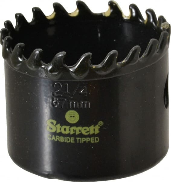 Starrett - 2-1/4" Diam, 1-5/8" Cutting Depth, Hole Saw - Carbide-Tipped Saw, Toothed Edge - Exact Tooling