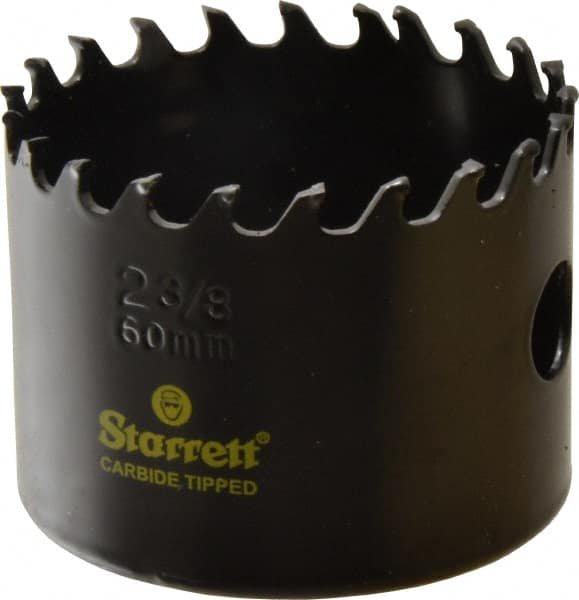 Starrett - 2-3/8" Diam, 1-5/8" Cutting Depth, Hole Saw - Carbide-Tipped Saw, Toothed Edge - Exact Tooling