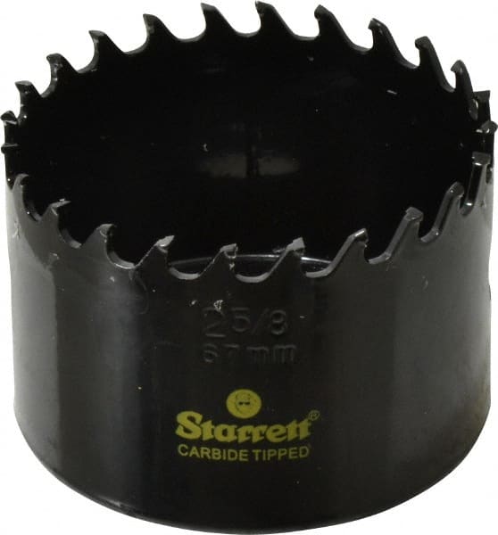 Starrett - 2-5/8" Diam, 1-5/8" Cutting Depth, Hole Saw - Carbide-Tipped Saw, Toothed Edge - Exact Tooling
