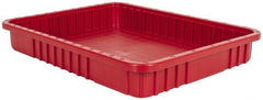 Quantum Storage - 100 Lb Load Capacity Red Polypropylene Dividable Container - Stacking, 22-1/2" Long x 17-1/2" Wide x 3" High - Exact Tooling