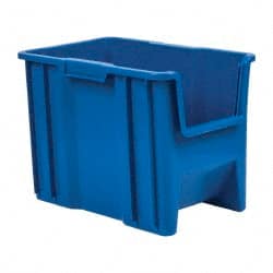 Quantum Storage - 75 Lb. Load Capacity, 17-1/2" Deep, Blue Polyethylene Hopper Stacking Bin - 12-1/2" High x 10-7/8" Wide x 17-1/2" Long - Exact Tooling