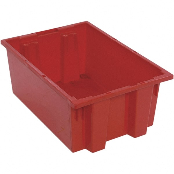 Quantum Storage - 75 Lb Load Capacity Red Polyethylene Tote Container - Stacking, Nesting, 19-1/2" Long x 13-1/2" Wide x 8" High - Exact Tooling