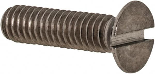 Value Collection - M2.5x0.45 Metric Coarse, 10mm OAL Slotted Drive Machine Screw - Flat Head, Grade 18-8 & A2 Stainless Steel, Uncoated, Without Washer - Exact Tooling