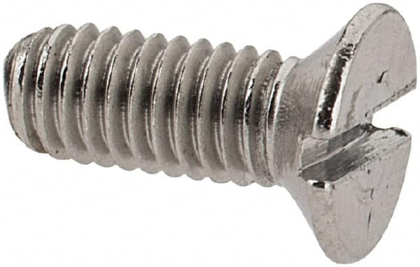 Value Collection - M3x0.50 Metric Coarse, 8mm OAL Slotted Drive Machine Screw - Flat Head, Grade 18-8 & A2 Stainless Steel, Uncoated, Without Washer - Exact Tooling