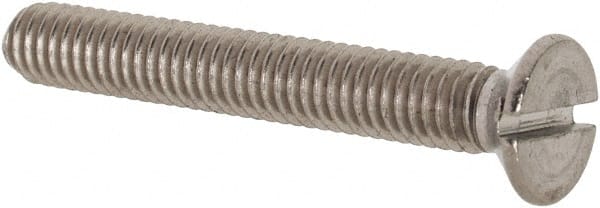 Value Collection - M3.5x0.60 Metric Coarse, 25mm OAL Slotted Drive Machine Screw - Flat Head, Grade 18-8 & A2 Stainless Steel, Uncoated, Without Washer - Exact Tooling