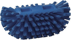 Vikan - 1-1/2" Bristle Length, Polyester Utility Scrub Brush - 5-1/2" Wide Head, 8" OAL, European Threaded Handle, Blue, Polypropylene Block - Exact Tooling