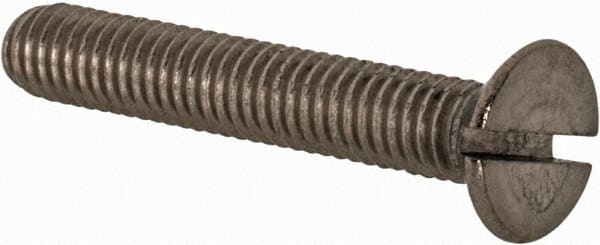 Value Collection - M4x0.70 Metric Coarse, 25mm OAL Slotted Drive Machine Screw - Flat Head, Grade 18-8 & A2 Stainless Steel, Uncoated, Without Washer - Exact Tooling