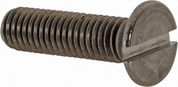 Value Collection - M5x0.80 Metric Coarse, 20mm OAL Slotted Drive Machine Screw - Flat Head, Grade 18-8 & A2 Stainless Steel, Uncoated, Without Washer - Exact Tooling