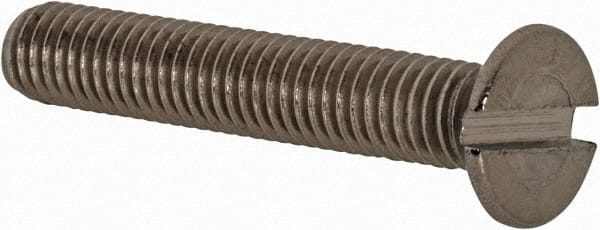 Value Collection - M5x0.80 Metric Coarse, 30mm OAL Slotted Drive Machine Screw - Flat Head, Grade 18-8 & A2 Stainless Steel, Uncoated, Without Washer - Exact Tooling