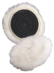 3M - 5-1/4" Diam Wool Bonnet Pad - 15/16" Pile, Hook & Loop Attachment - Exact Tooling