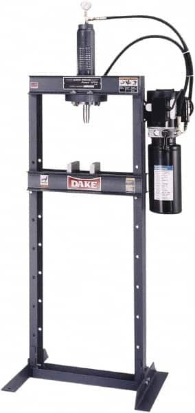 Dake - 10 Ton Hydraulic Shop Press - 10 Inch Stroke, 1 HP, Single Phase - Exact Tooling