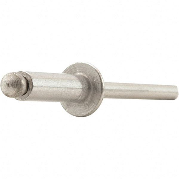 STANLEY Engineered Fastening - Size 8 Dome Head Aluminum Open End Blind Rivet - Steel Mandrel, 0.626" to 3/4" Grip, 1/4" Head Diam, 0.257" to 0.261" Hole Diam, 0.153" Body Diam - Exact Tooling