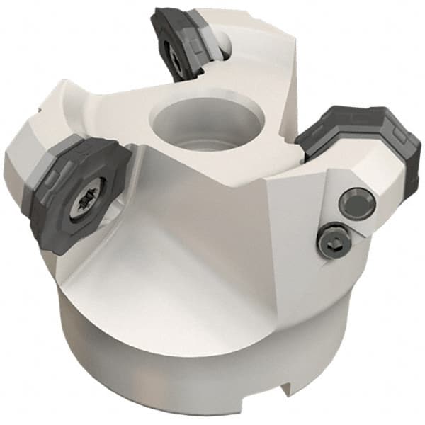 Iscar - 4" Cut Diam, 1-1/2" Arbor Hole, 0.087 (FF OFMW), 0.18 (OF...), 0.39 (RF...)" Max Depth of Cut, 42° Indexable Chamfer & Angle Face Mill - Exact Tooling