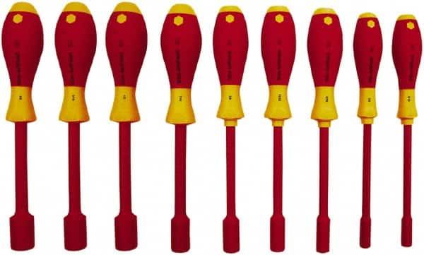 Wiha - 9 Piece 3/16 to 5/8" Insulated Nutdriver Set - Cushion Grip Handle - Exact Tooling