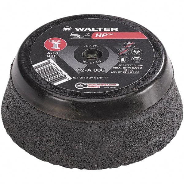 WALTER Surface Technologies - 6" Diam, Surface Grinding Wheel - Aluminum Oxide/Silicon Carbide Blend, Type 11, 6,800 Max RPM, Resinoid Bond - Exact Tooling