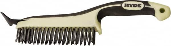 Hyde Tools - 20 Rows x 4 Columns Steel Scratch Brush - 6" Brush Length, 12-3/4" OAL, 1-1/8" Trim Length, Plastic with Rubber Overmold Ergonomic Handle - Exact Tooling
